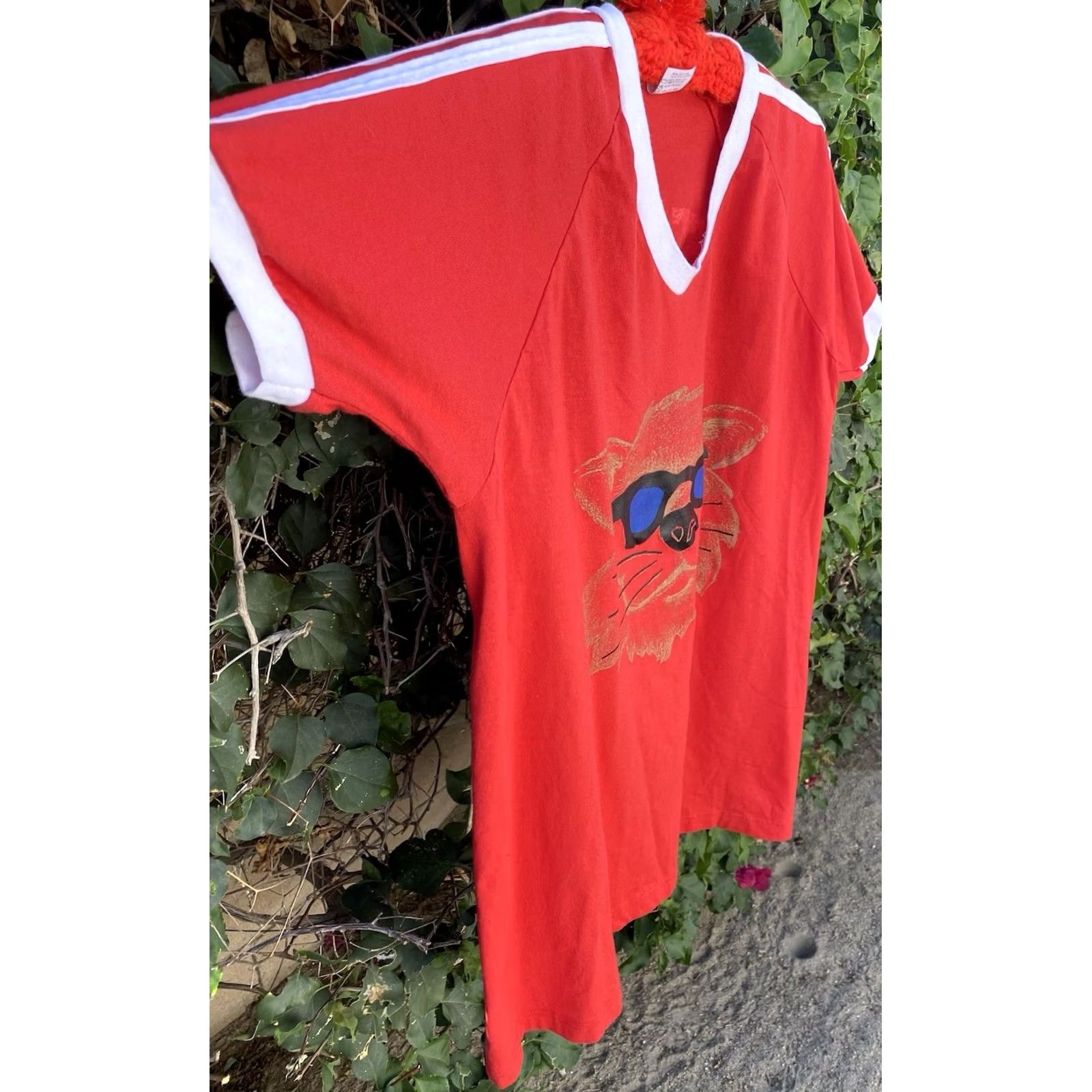 Augusta Sportswear VINTAGE Augusta Sportswear Cat Sunglasses Ringer Tee Red V Neck Stripe Graphic Shirt USA XL Men T-Shirt XS? Size US XL / EU 56 / 4 - 5 Thumbnail