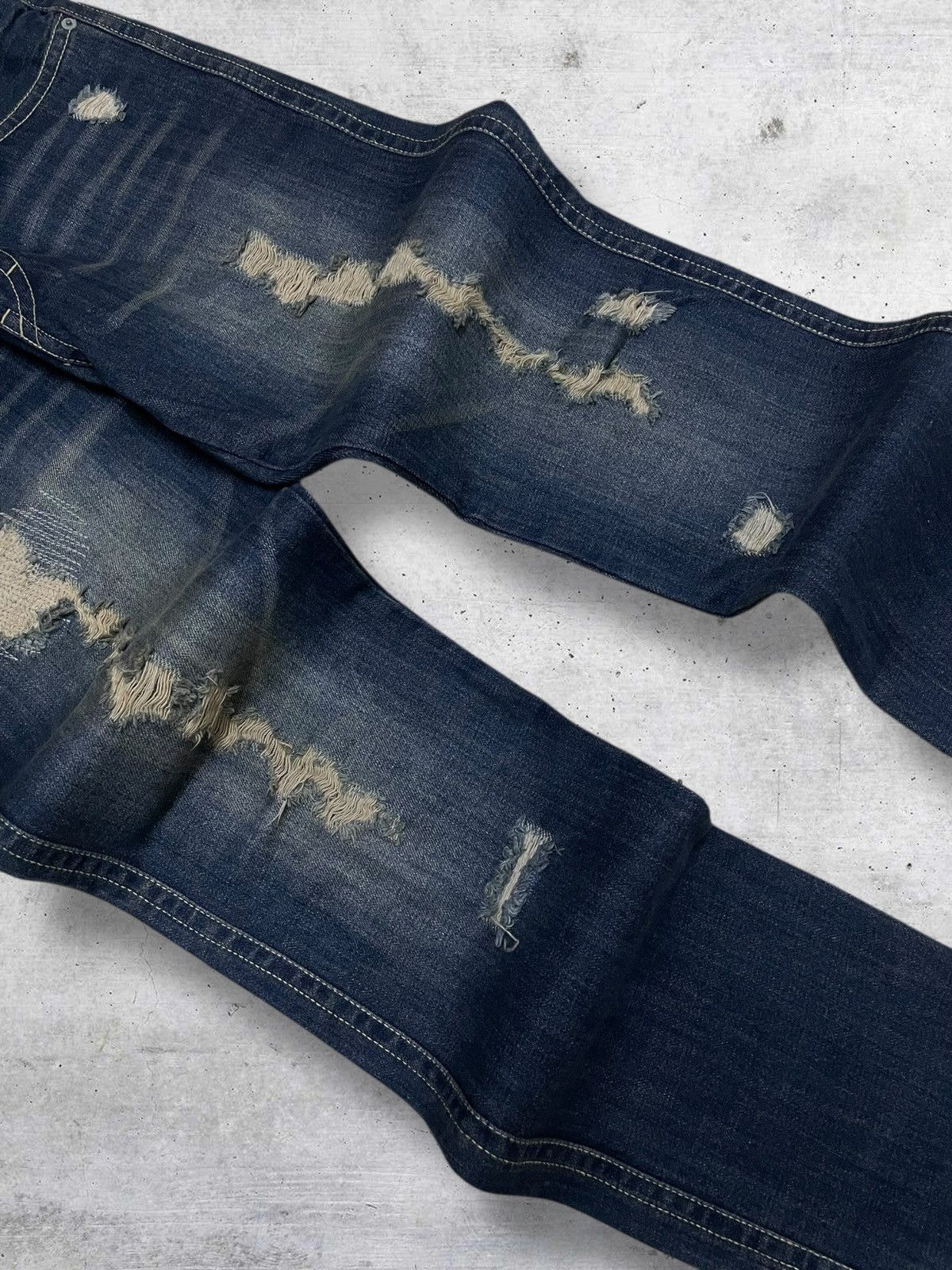 Hysteric Glamour VINTAGE BEAMS OG JAPAN DESIGNER 90S RIPPED GOLD GRUNGE DENIM Size US 30 / EU 46 - 6 Thumbnail