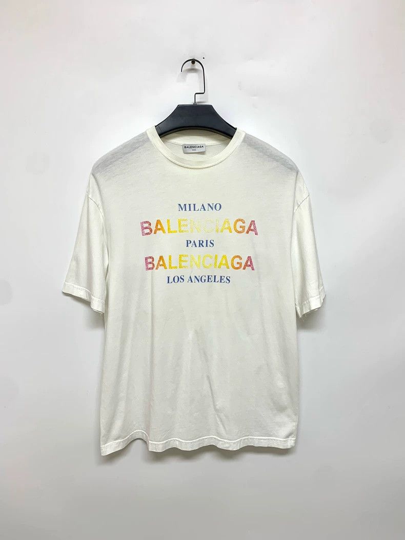 Balenciaga Balenciaga Rainbow Letter Short Sleeve Tee Size US XS / EU 42 / 0 - 1 Thumbnail