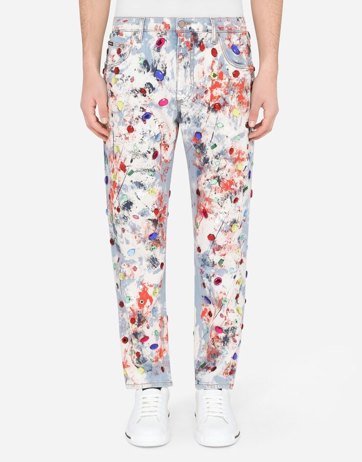 Dolce & Gabbana o1y0125 Logo Embellished Jeans in Multicolor Size US 30 / EU 46 - 2 Thumbnail