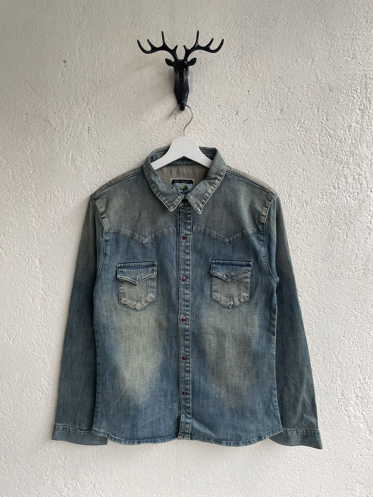If Six Was Nine 2000s Intheattic Wash Denim Shirt Ifsix LGB Fuga Y2K Hysteri Size US S / EU 44-46 / 1 - 1 Thumbnail