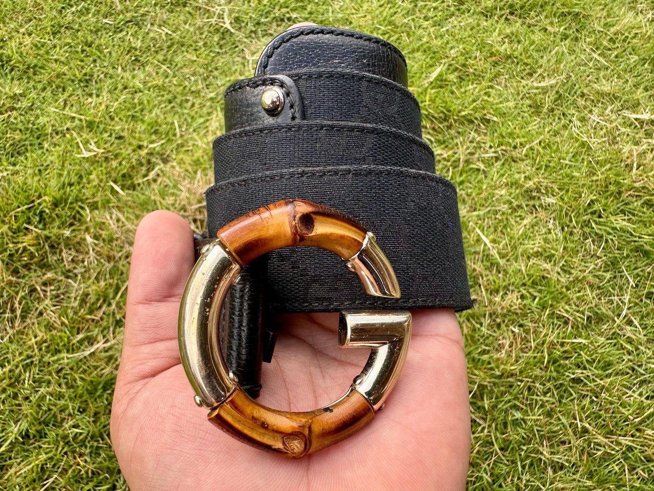 Gucci Authentic Gucci Bamboo GG Supreme G Buckle Belt Size ONE SIZE - 1 Thumbnail