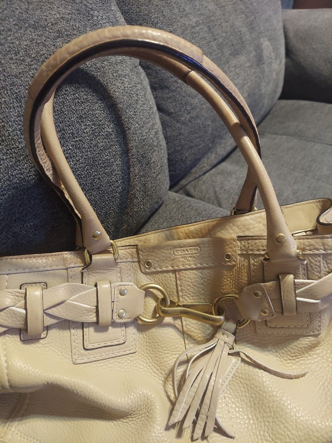 Coach COACH Tan Leather Satchel Double Strap Shoulder Bag No-L069 Size ONE SIZE - 3 Thumbnail