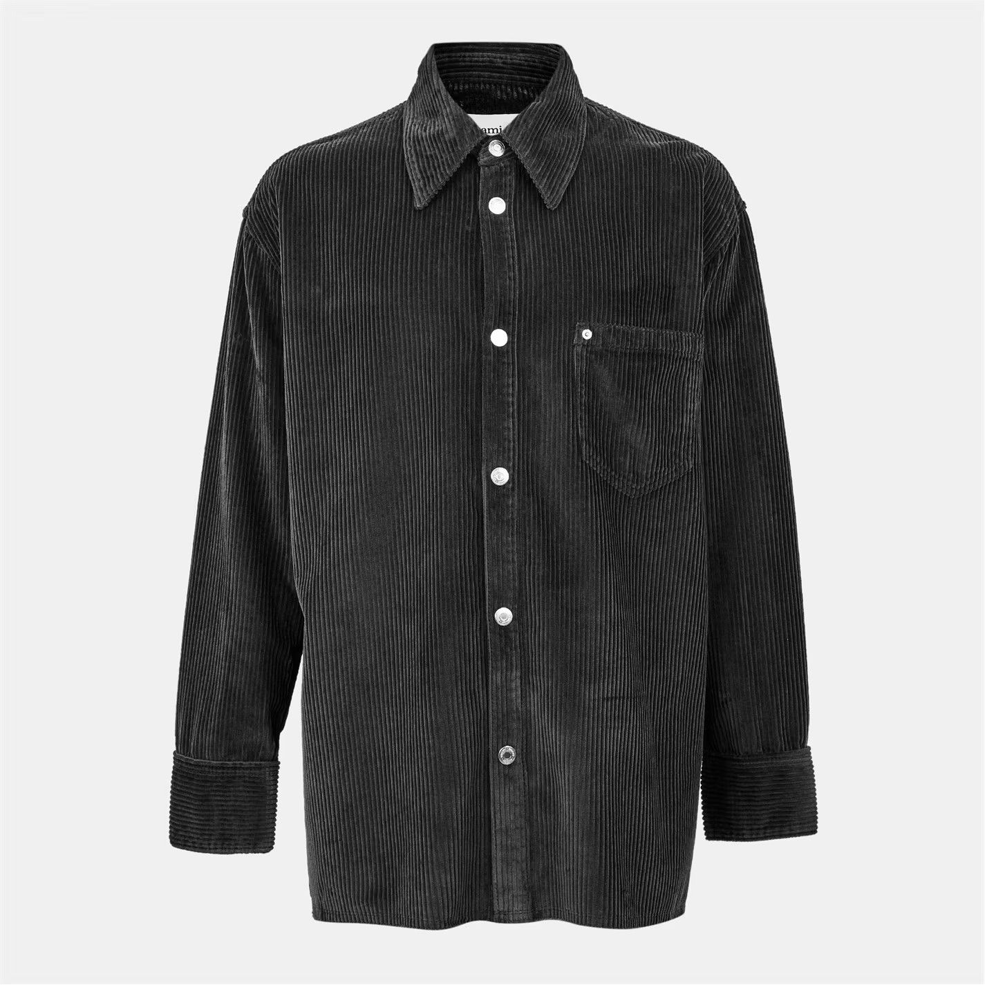 AMI o1g2r1mq0326 Jumbo Cord Relaxed Fit Overshirt in Black Size US M / EU 48-50 / 2 - 1 Thumbnail