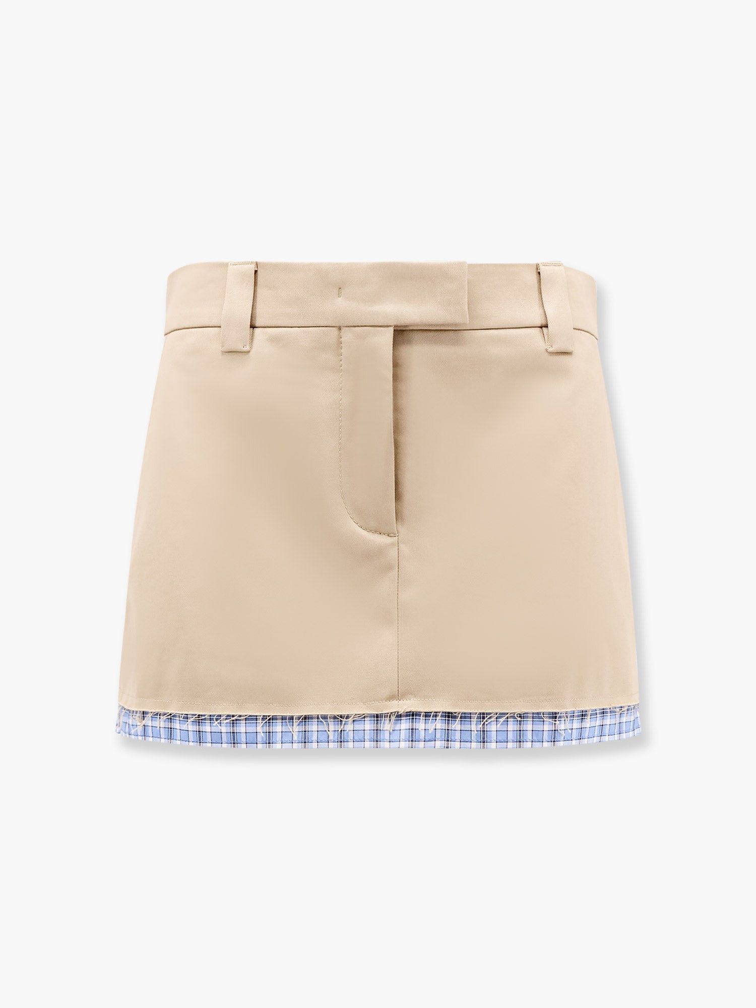 スカート MIU MIU Cotton skirt with check insert on the bottom Miu Miu Cotton Skirt With Check Insert On The Bottom | Grailed