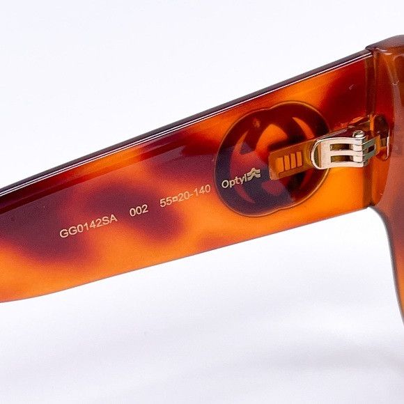 Gucci Gucci GG0142SA 002 Havana/Green Lens Optyl Sunglasses Size ONE SIZE - 3 Thumbnail