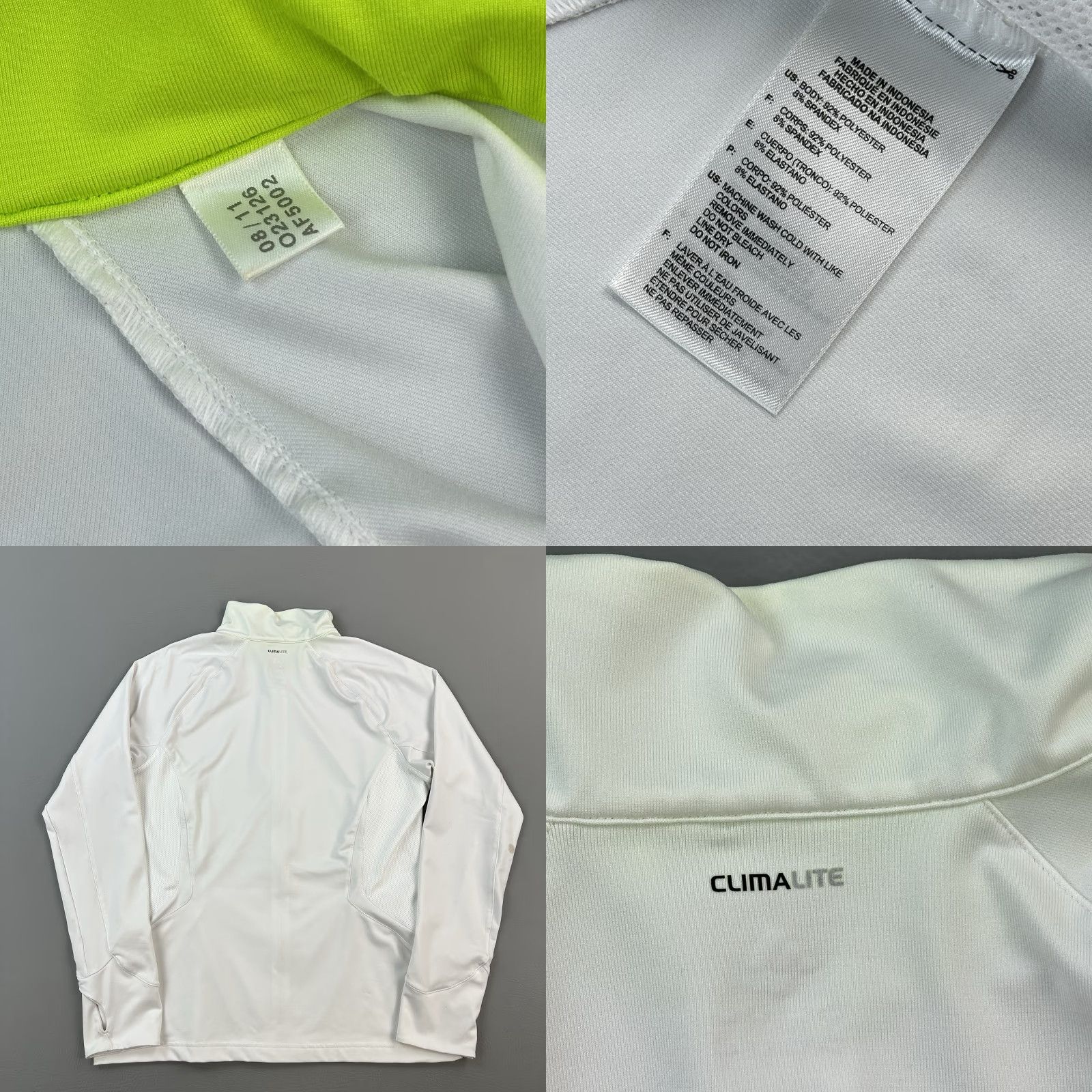 Adidas Adidas Track Jacket Women's Large White Climalite Full Zip Thumb Holes Active Size L / US 10 / IT 46 - 8 Thumbnail