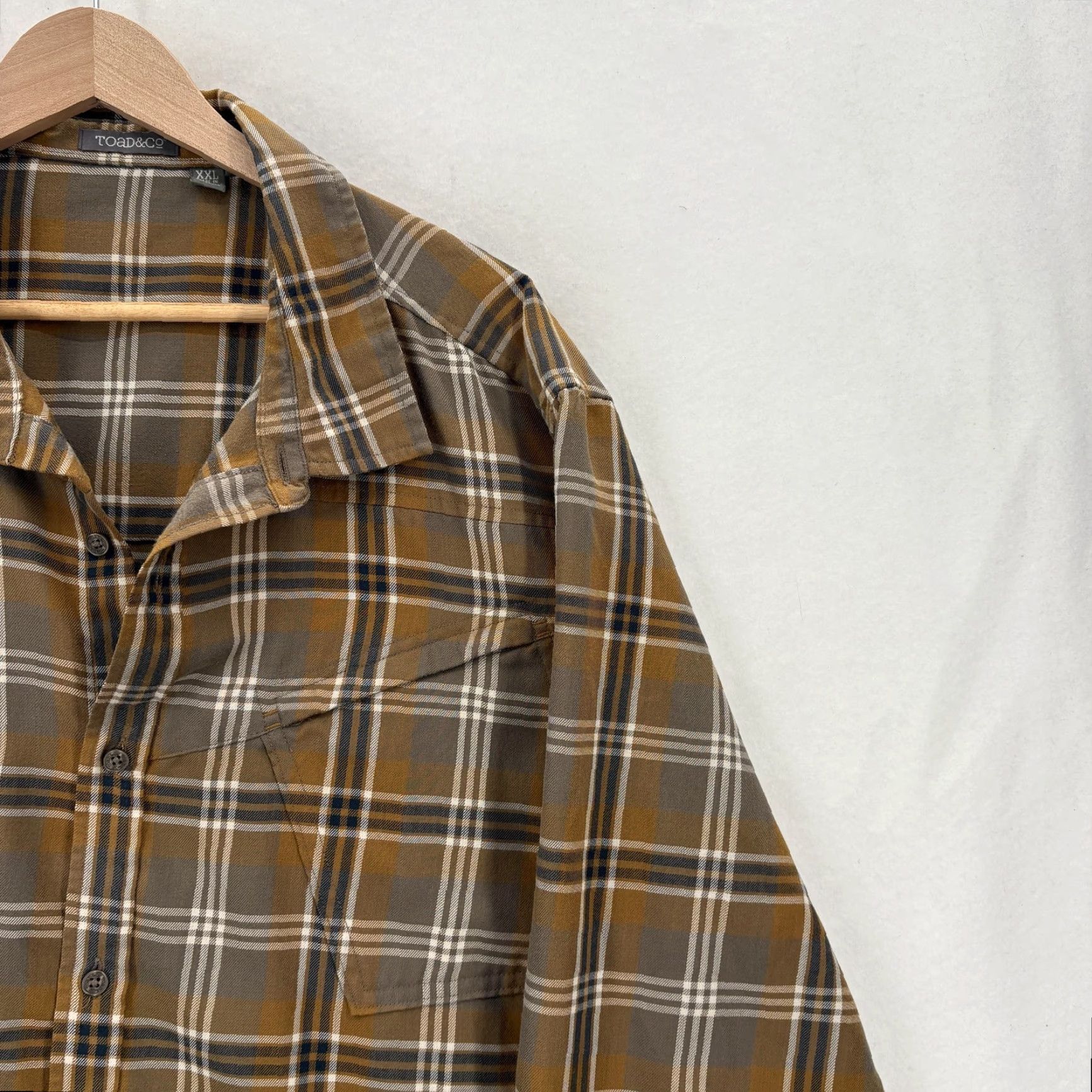 Toad&Co Toad&Co Dogmals Shirt Mens 2XL Brown Plaid Long Sleeve Button Up Outdoor Trail Shirt Size US XXL / EU 58 / 5 - 2 Thumbnail