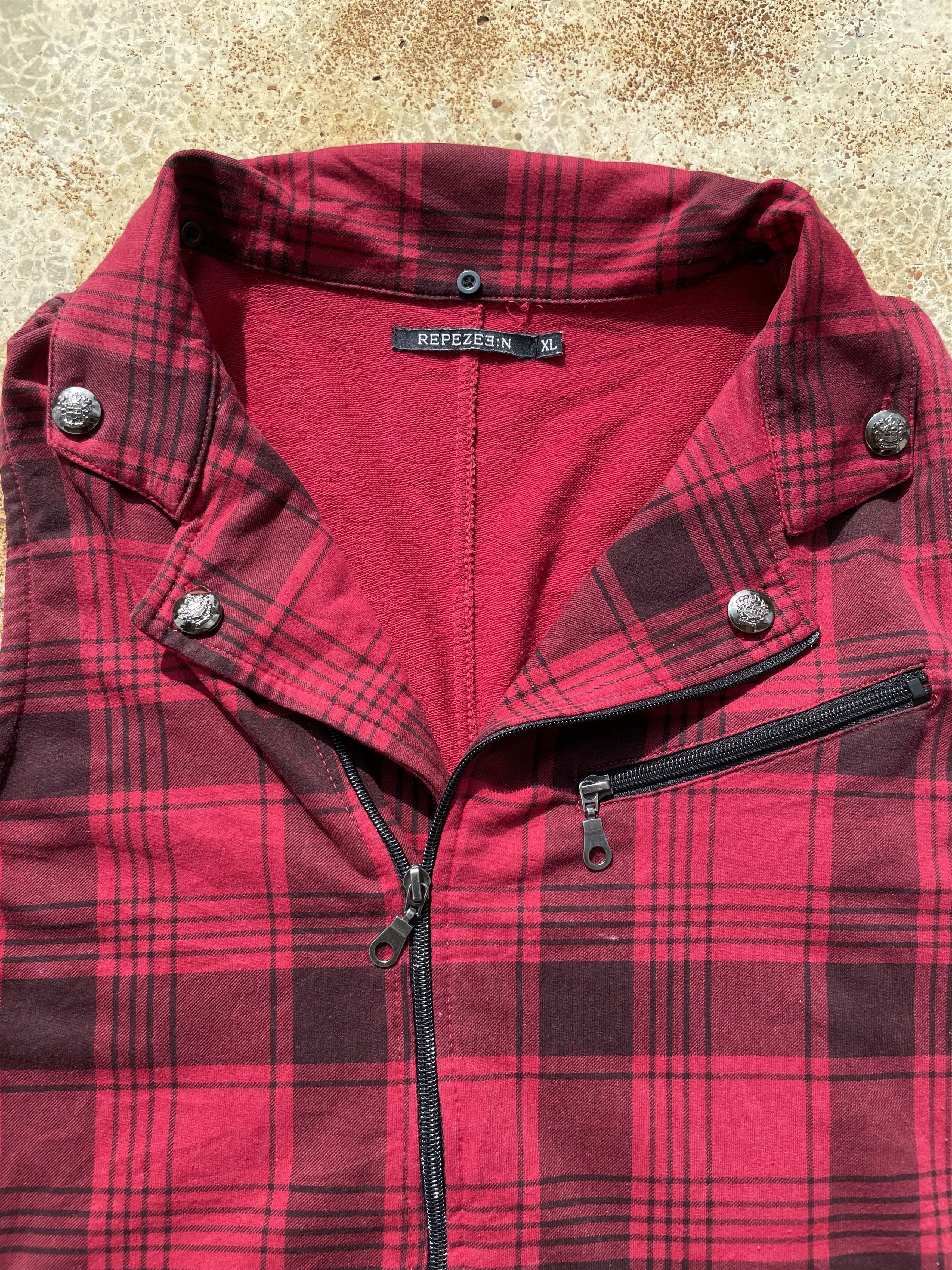 If Six Was Nine Repezeen Plaid Asymmetrical Sleeveless Jacket / Vest Size US L / EU 52-54 / 3 - 3 Thumbnail