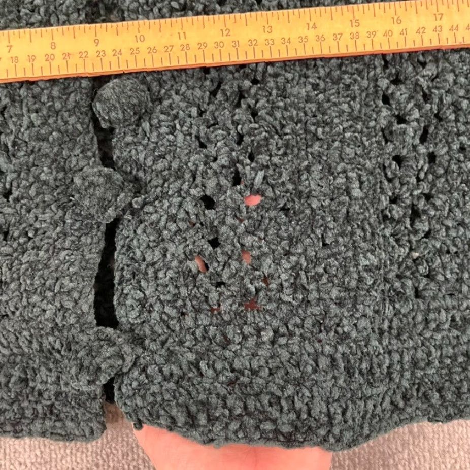 Vintage SHIRLEY CARACCIOLO Sweater Womens Large Cropped Open Crochet Pine Green Italy Size L / US 10 / IT 46 - 6 Thumbnail