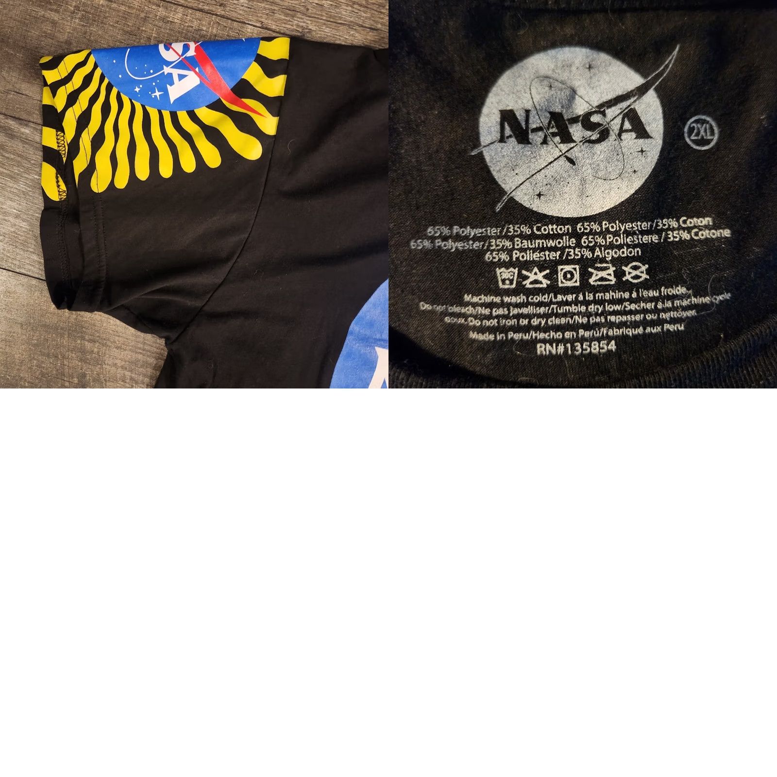 NASA NASA T Shirt Tee Mens 2XL Space Mushroom Psychedelic Double Sided AOP Black New Size US XXL / EU 58 / 5 - 8 Thumbnail