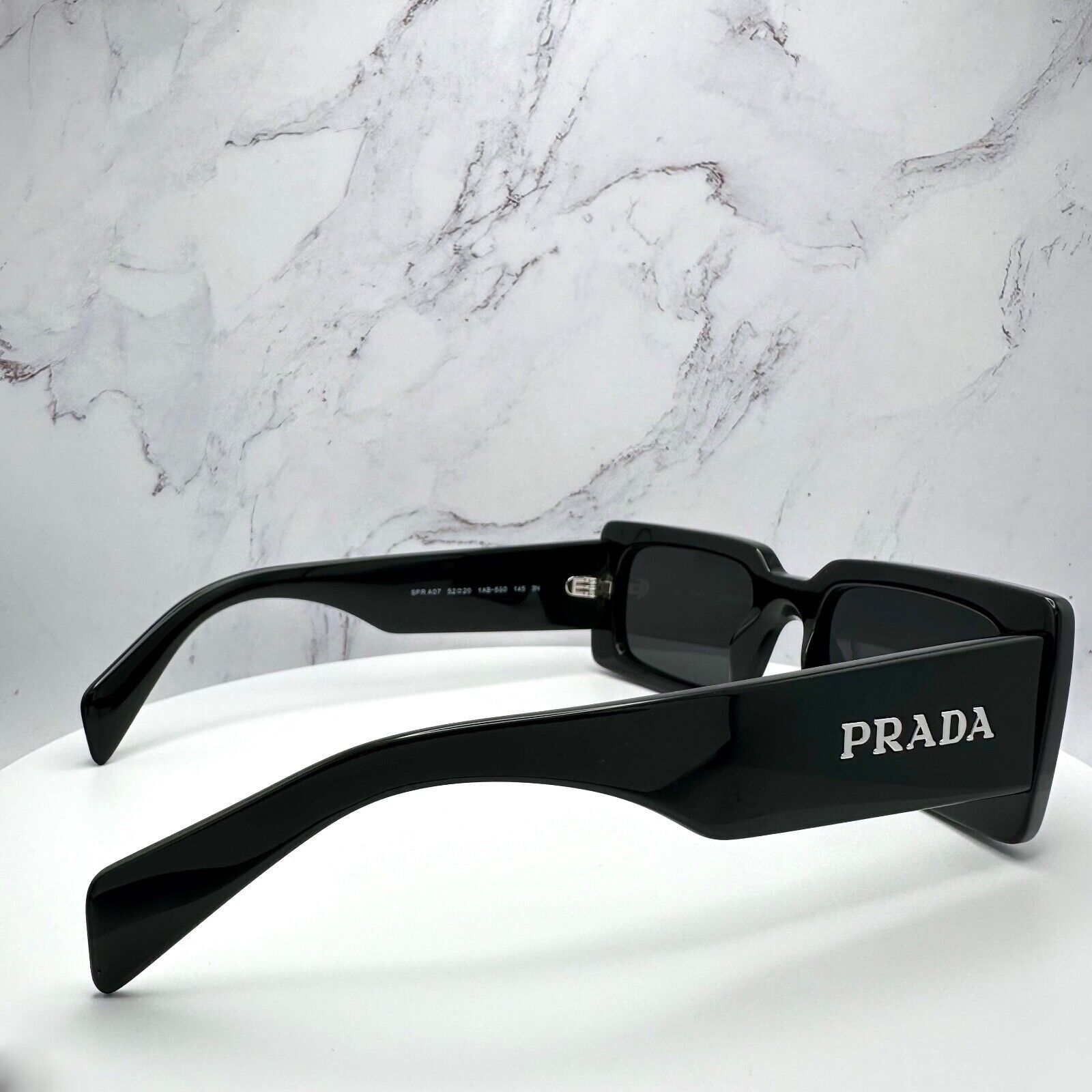 Prada New Prada Sunglasses Black Acetate Rectangle Square I Size ONE SIZE - 12 Thumbnail