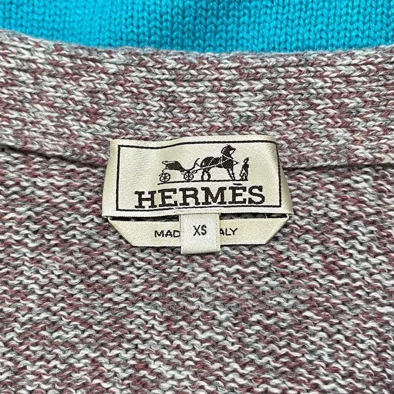 Hermes Hermes Grey blue color block knitted cardigan with 100% ca Size XS / US 0-2 / IT 36-38 - 5 Thumbnail