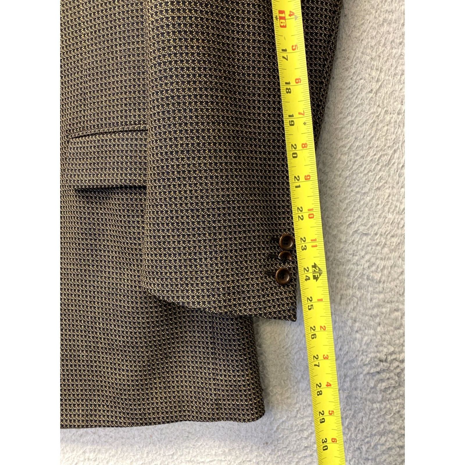 Canali Canali Blazer Men’s 48 Wool Geometric Single-Breasted Three-Button Notch Lapel Gold Brown Italy Shirt? Size 48R - 6 Thumbnail