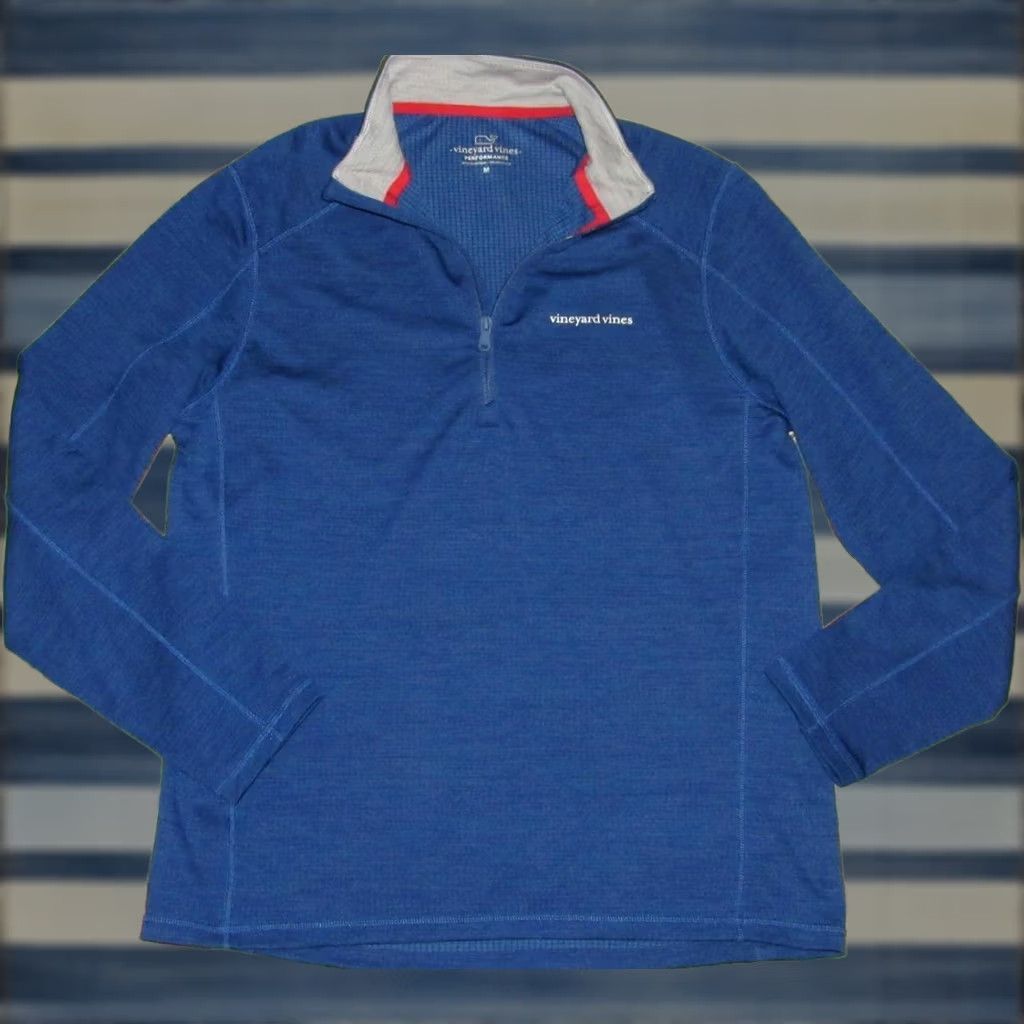 Vineyard Vines VINEYARD VINES Blue Quarter Zip Performance Sweater M Mens Size US M / EU 48-50 / 2 - 1 Thumbnail