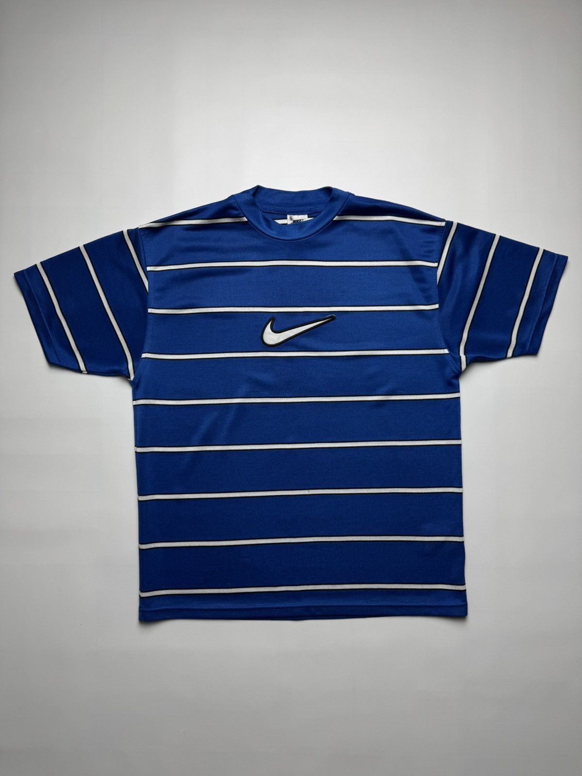Nike Vintage 90s Nike Striped Centered Swoosh Tee Size US M / EU 48-50 / 2 - 1 Thumbnail