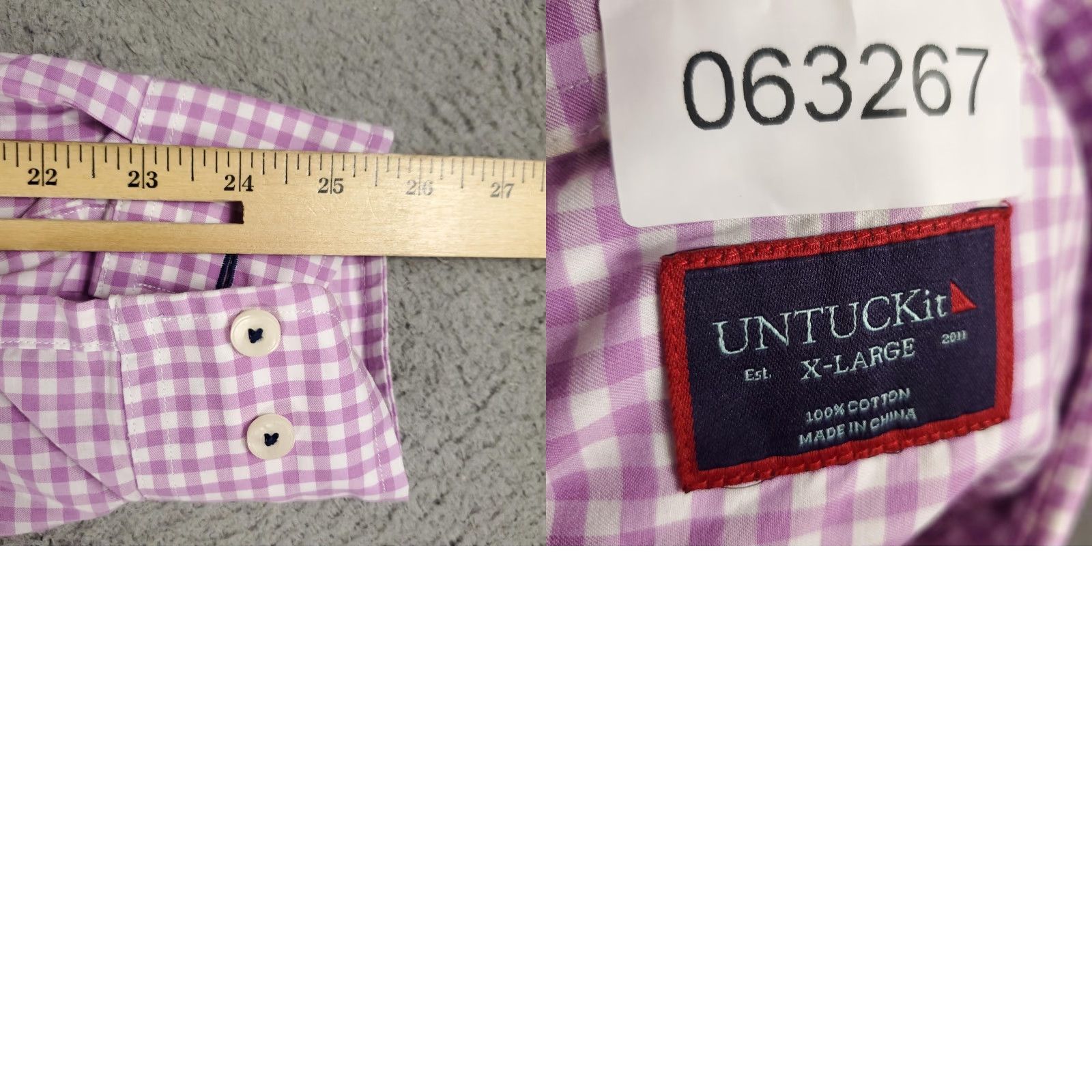 UNTUCKit UNTUCKit Button-Up Shirt Mens XL Purple White Gingham Long Sleeve Casual Check Size US XL / EU 56 / 4 - 8 Thumbnail