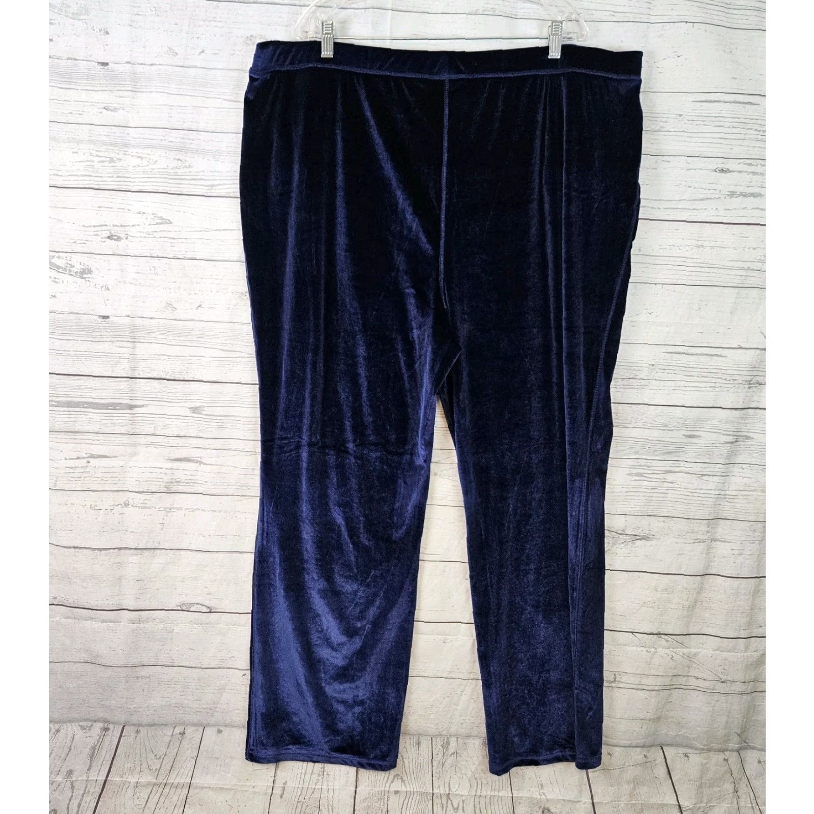 Quacker Factory Quacker Factory Womens Velvet Pants 2X Blue Pull On Pockets High Rise Size 40" / US 18 - 3 Thumbnail