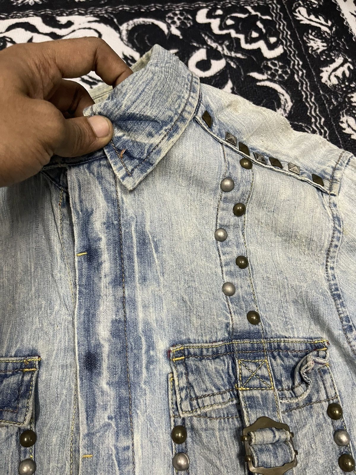 Japanese Brand 2000s KMRII INSPIRED STUDDED DENIM BUTTON UP DISTRESSED Size US S / EU 44-46 / 1 - 9 Thumbnail