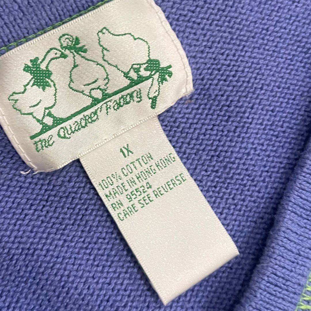 Quacker Factory Embroidered Butterfly Cotton Blend V-Neck Sweater SZ 1X Size XL / US 12-14 / IT 48-50 - 3 Thumbnail