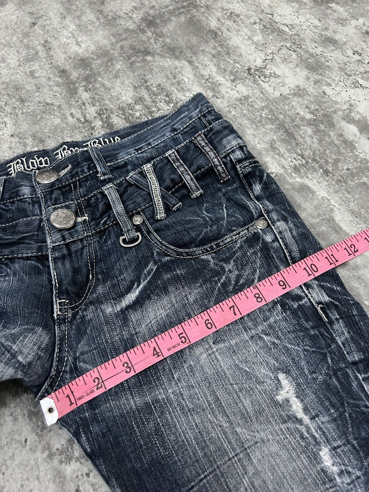 If Six Was Nine Blow By Blue Double Distressed Cropped Jeans Size US 31 - 17 Thumbnail
