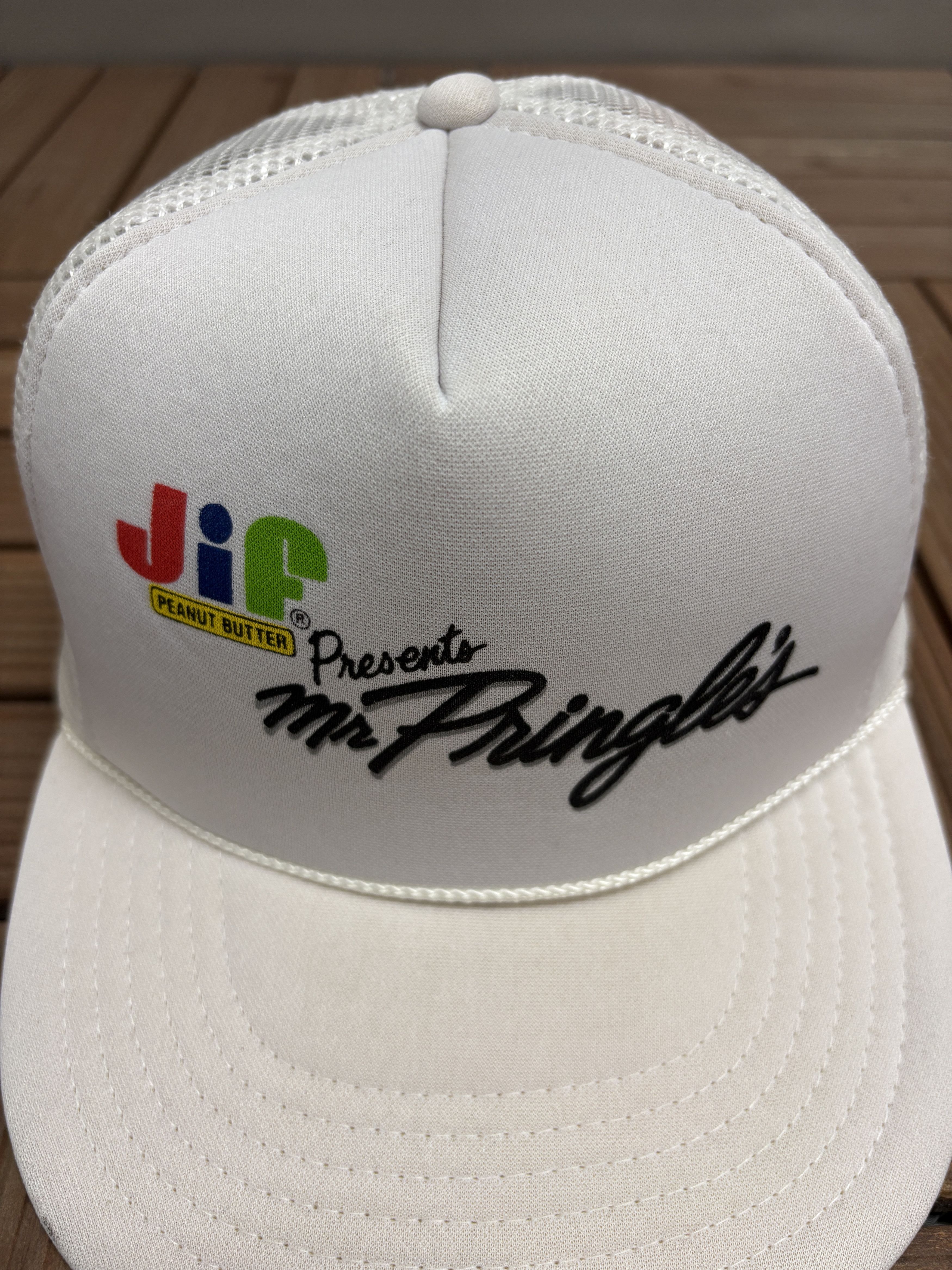 Vintage JIF Presents Mr. Pringles Vintage White Snap Back Hat Cap Size ONE SIZE - 3 Thumbnail