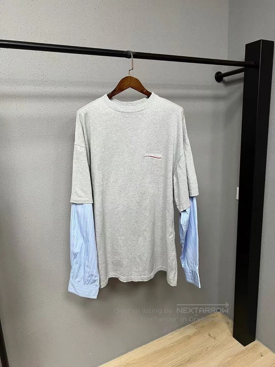 Balenciaga Balenciaga Grey Long Sleeve Layered Shirt. Size US S / EU 44-46 / 1 - 1 Thumbnail