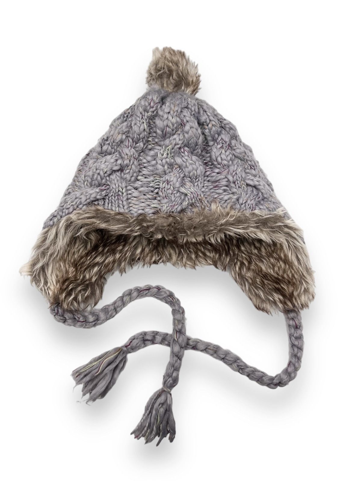Montbell 🔥Vtg MONTBELL Bold Knitted Fur Ear Flap Beanie Vivienne Size ONE SIZE - 9 Thumbnail