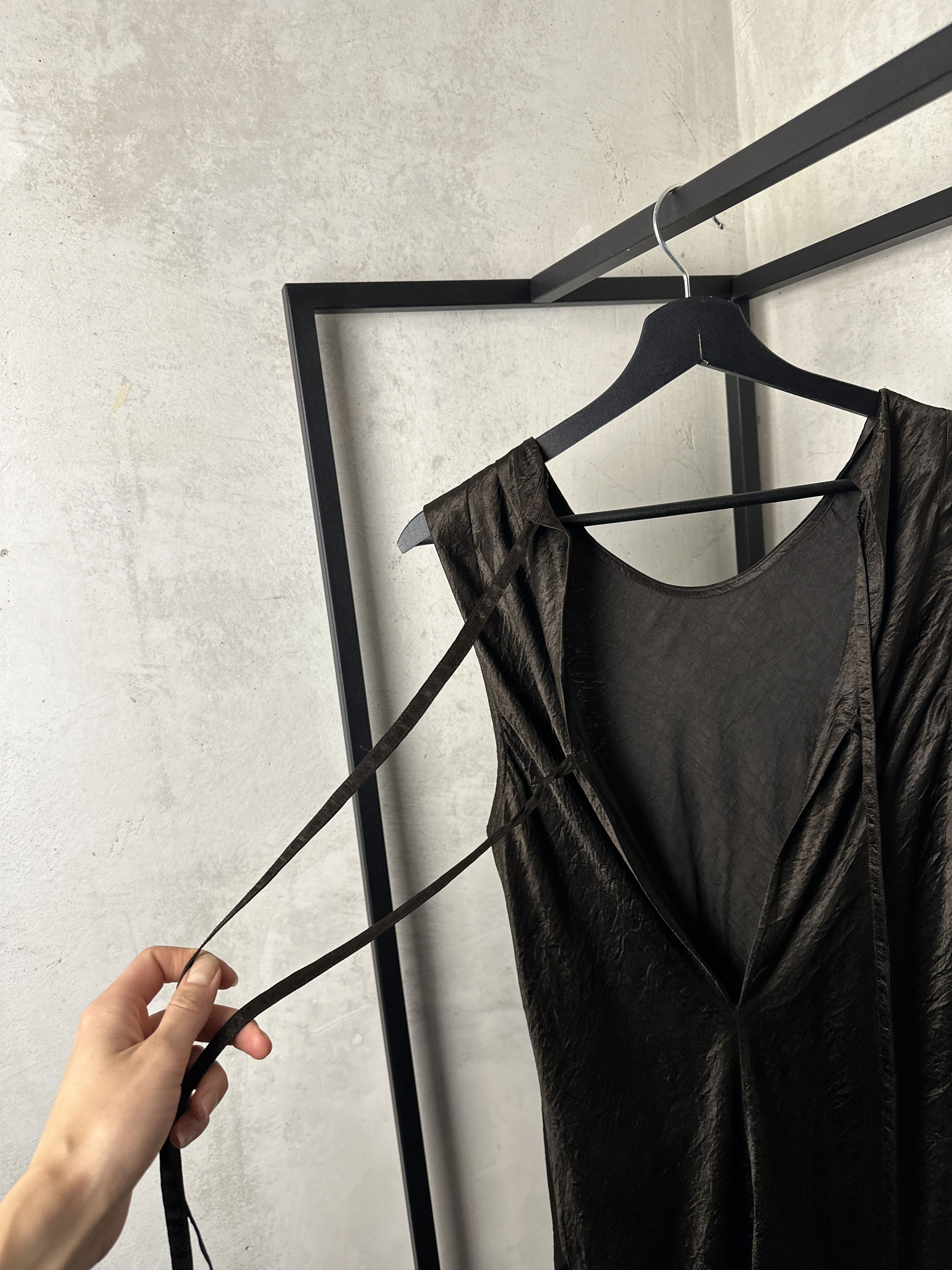Ann Demeulemeester ANN DEMEULEMEESTER Lambeth Bias Asymmetrical Dress in Cigar Size S / US 4 / IT 40 - 11 Thumbnail