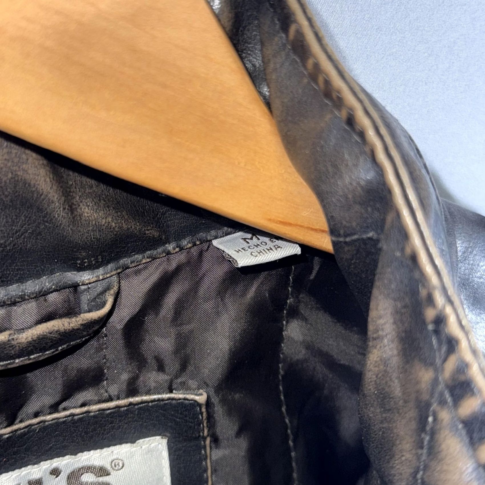 Levi's Levis Jacket Mens M Black Faux Leather Moto Military Four Pocket Full Zip Size US M / EU 48-50 / 2 - 7 Thumbnail