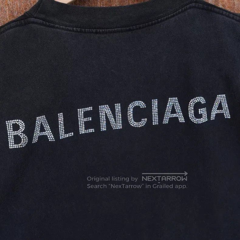 Balenciaga Balenciaga Washed Distressed Crystal T-Shirt Size US XS / EU 42 / 0 - 4 Thumbnail