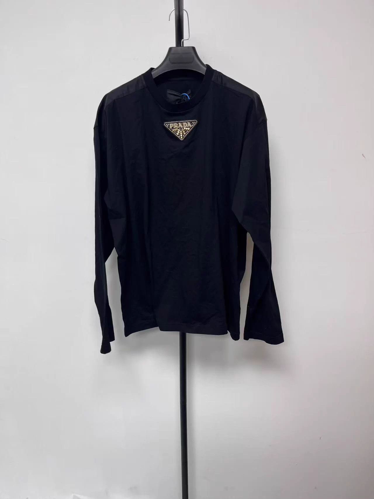 Prada PRADA Men's Black Logo Print Crewneck LS Tee M Size US M / EU 48-50 / 2 - 1 Thumbnail