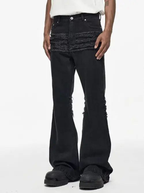 VIBE High street hip hop style fringe ripped micro baggy jeans Size US 32 / EU 48 - 6 Thumbnail
