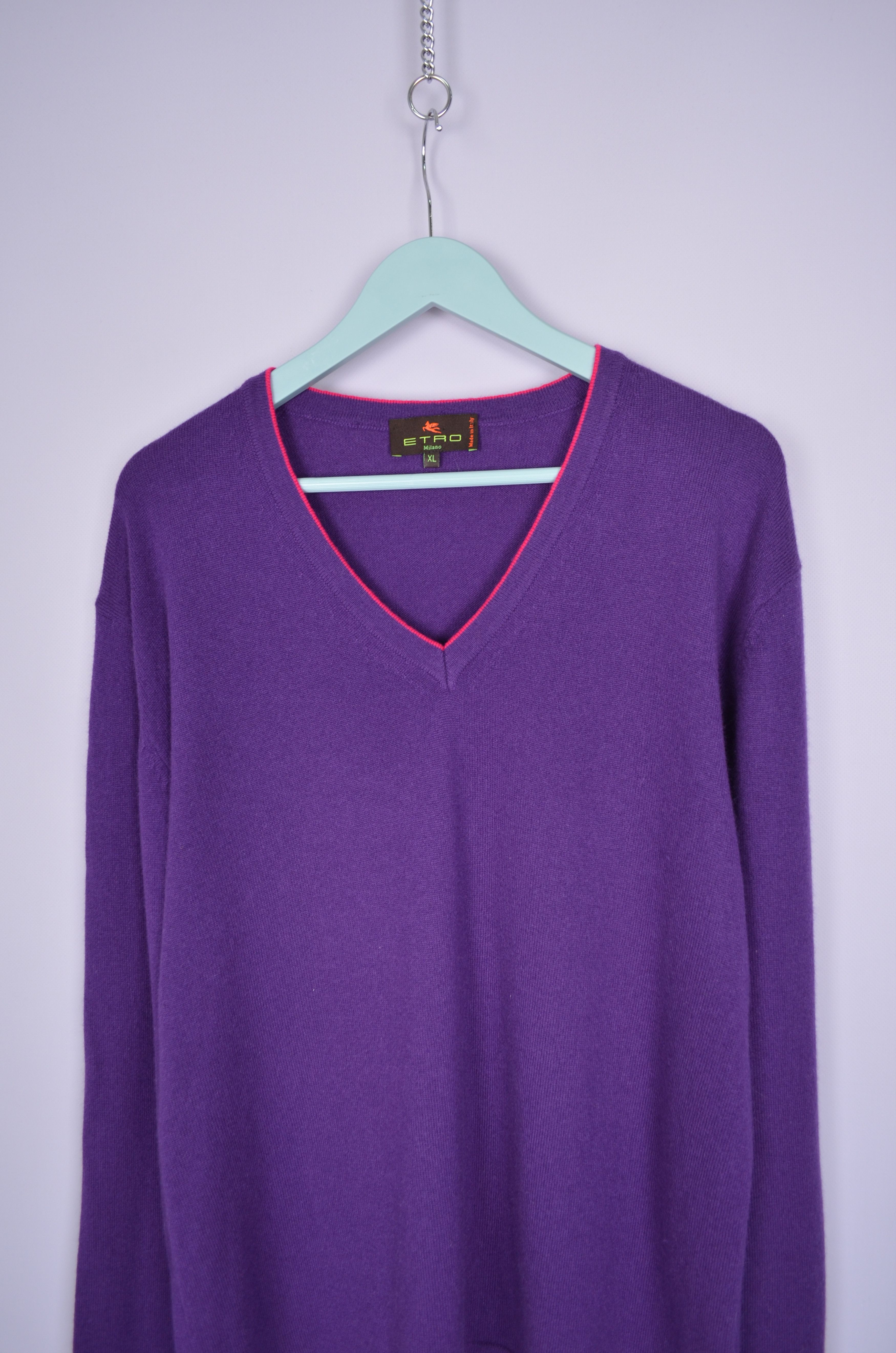 Designer × Etro ETRO 100% Cashmere V Neck Jumper Sweater Size XL Luxury Size US XL / EU 56 / 4 - 2 Thumbnail