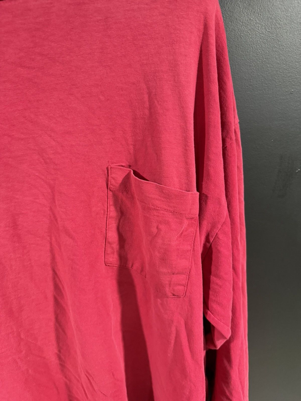 Vintage 1990s Vintage Red Blank Single Stitch Faded Distressed LS XL Size US XL / EU 56 / 4 - 3 Thumbnail
