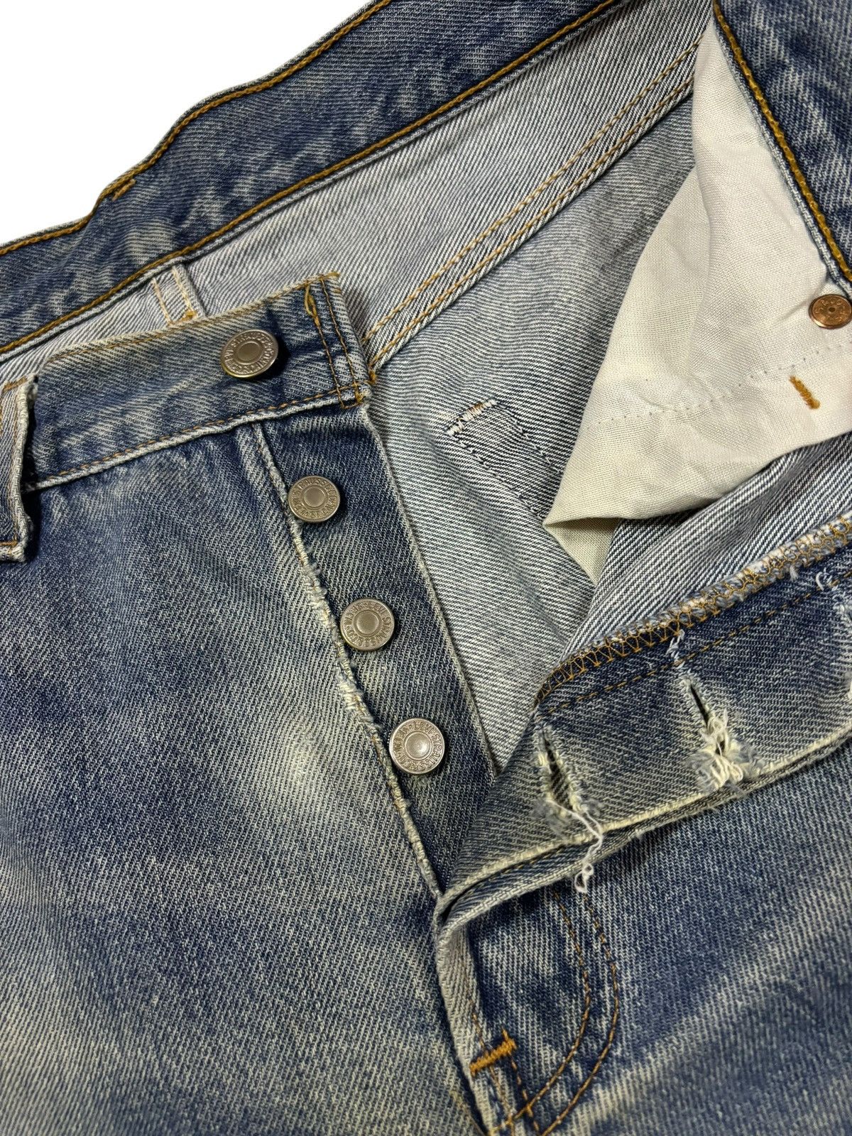 Levi's Vtg 90s Levis 501 Distressed Jeans Size US 30 / EU 46 - 5 Thumbnail