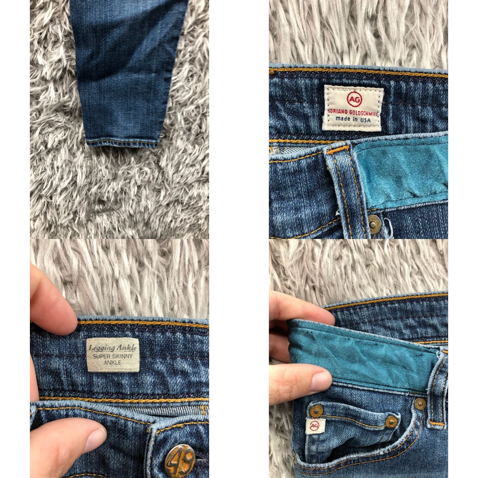 Denime AG Adriano Goldschmied The Legging Super Skinny Jeans Women's 28 Blue Dark Wash 5-Pocket Denim Mid Rise Size 28" / US 6 / IT 42 - 8 Thumbnail
