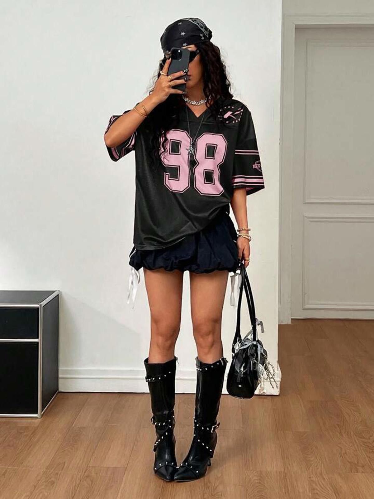 Other Black and Mauve Mesh Number 98 Keep Going Jersey Size ONE SIZE - 3 Thumbnail