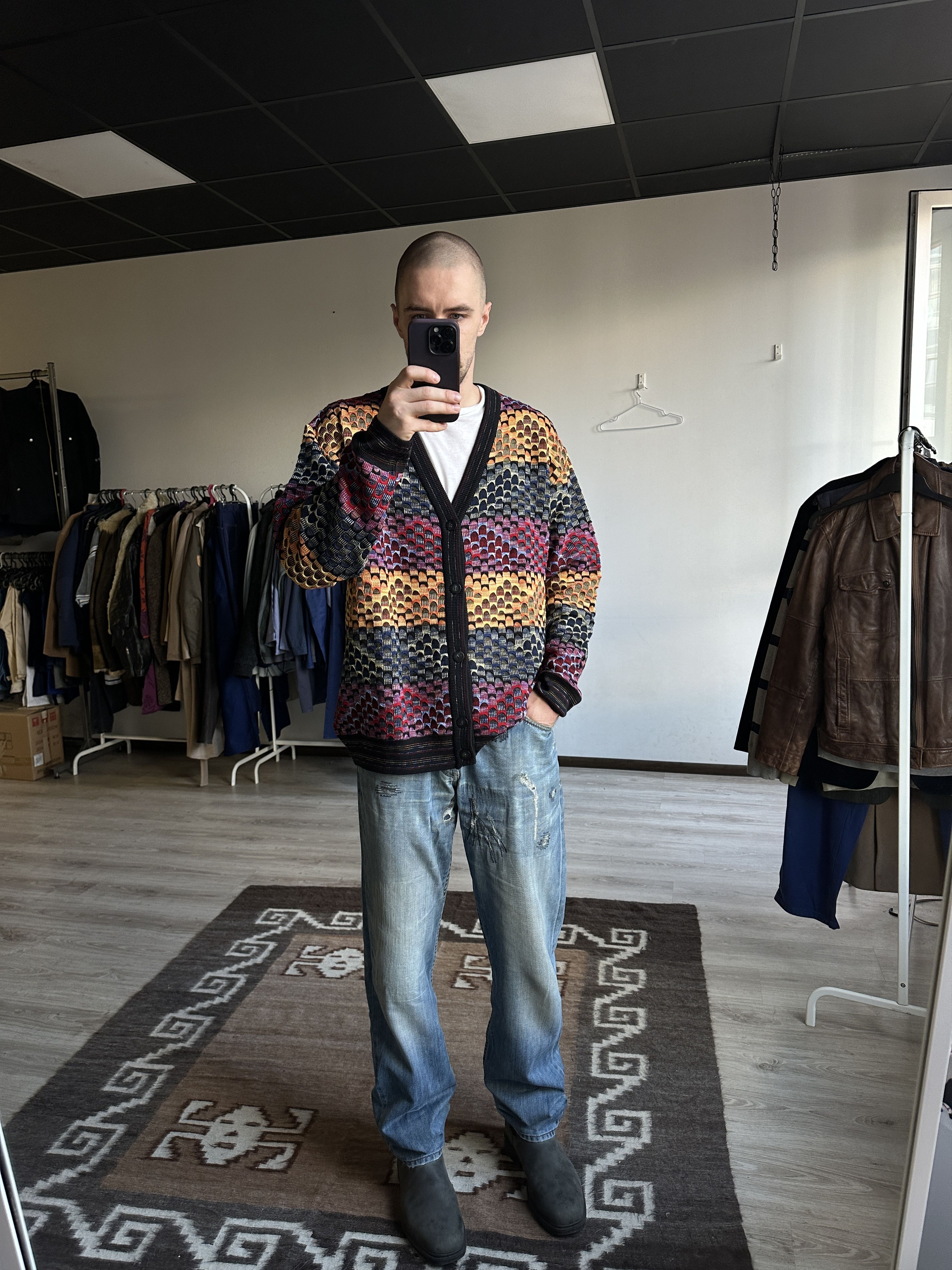 Vintage Montechiaro Knitted Wool Acrylic Cardigan Sweater 7874AC Size US XXL / EU 58 / 5 - 3 Thumbnail