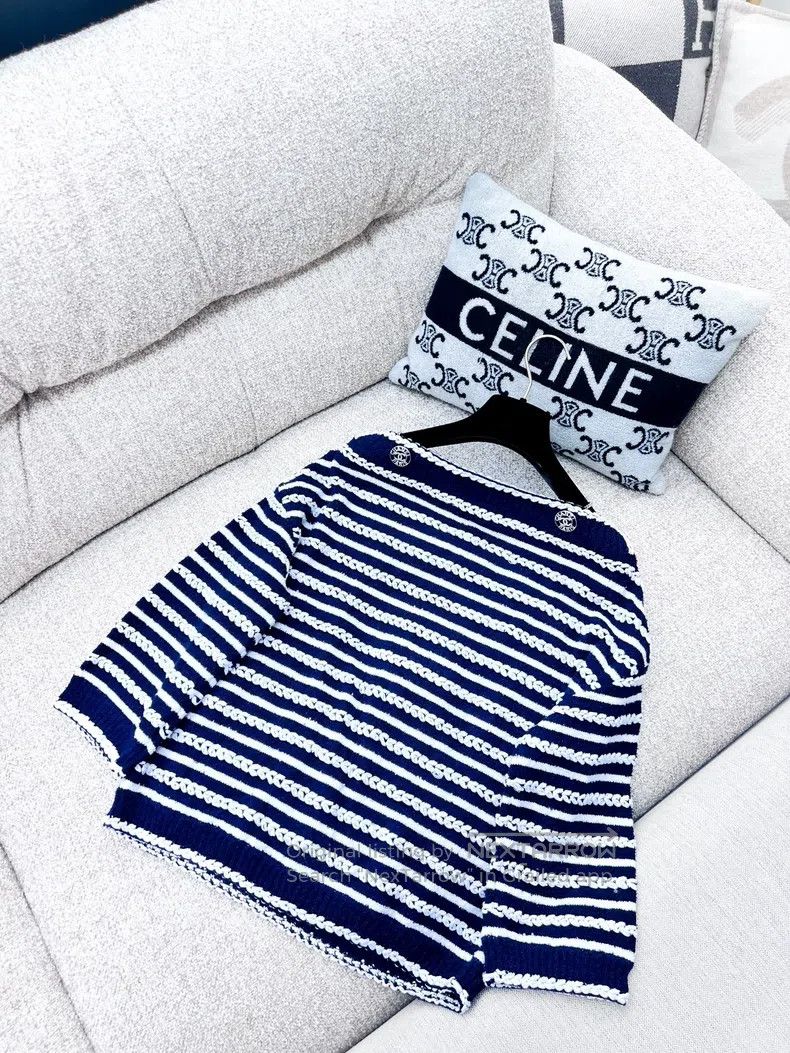 Chanel Chanel Striped knitted one-line collar top Size XXS / US 00 / IT 34 - 4 Thumbnail