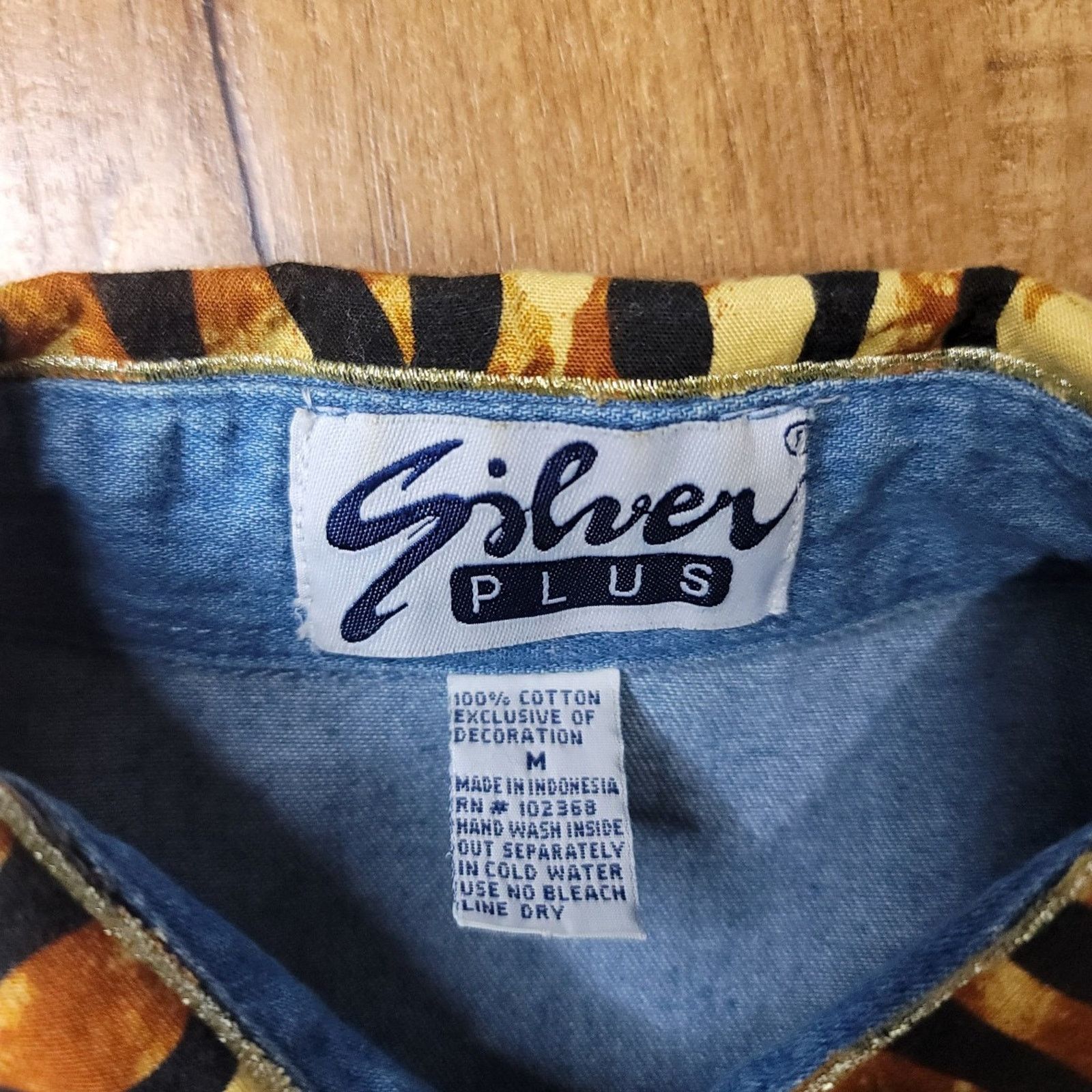 Other Vtg Silver Plus Upcycled Denim Button-down Shirt Size M / US 6-8 / IT 42-44 - 5 Thumbnail