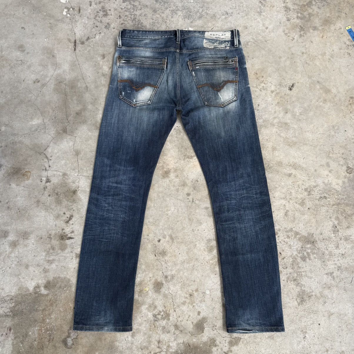 Replay W34x30 Vintage Replay Button Fly Faded Ripped Denim Jean Size US 34 / EU 50 - 12 Thumbnail