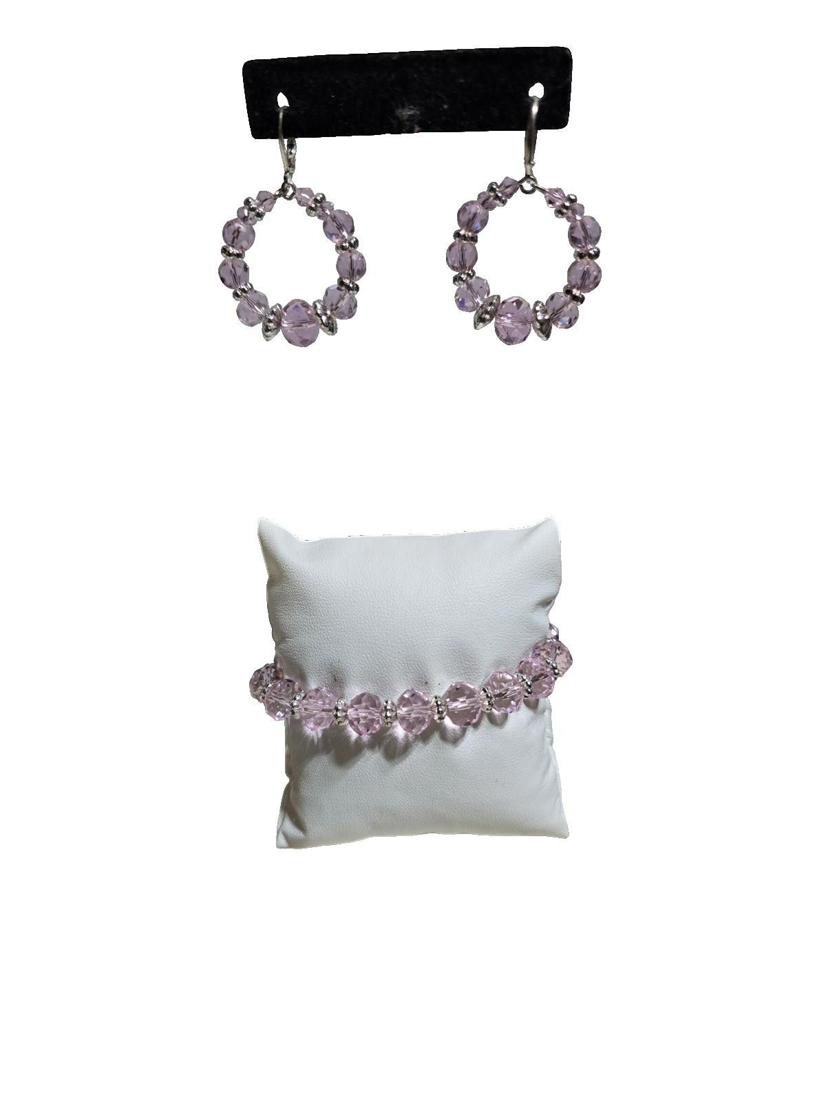 Unknown London Pink Beaded Earrings and Bracelet Size ONE SIZE - 1 Thumbnail
