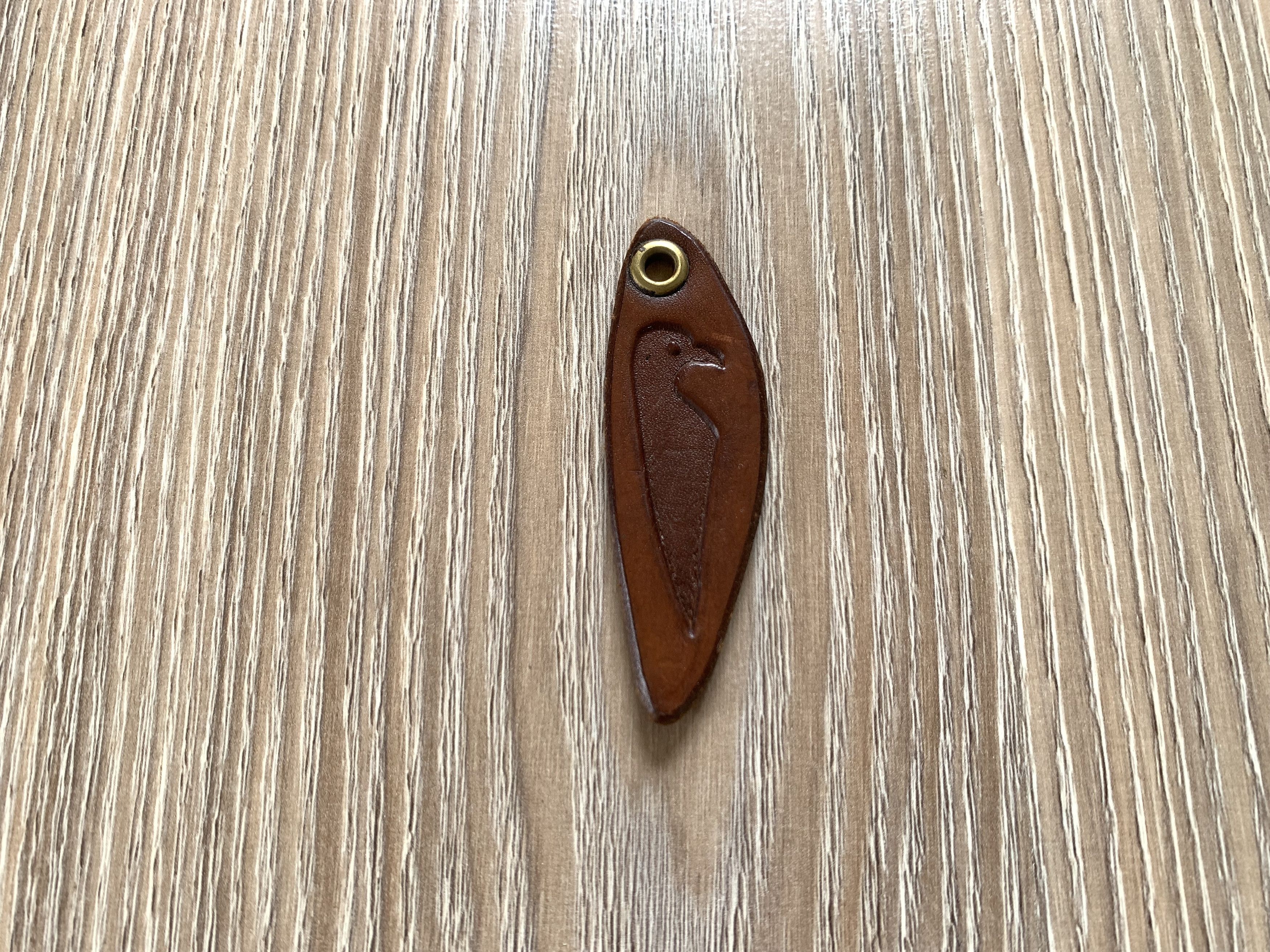 Handmade Leather Keychain With Viking Raven Embossing Size ONE SIZE - 2 Thumbnail