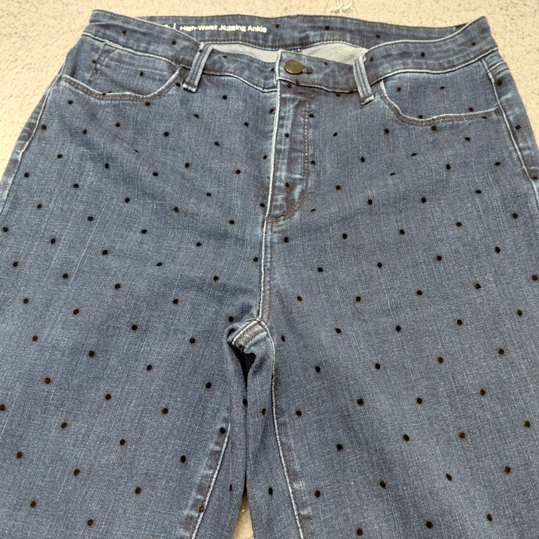 Talbots Talbots Jeans Women’s Size 10 Blue Polka Dots High Waist Jegging Ankle Flawless Size 32" / US 10 / IT 46 - 6 Thumbnail