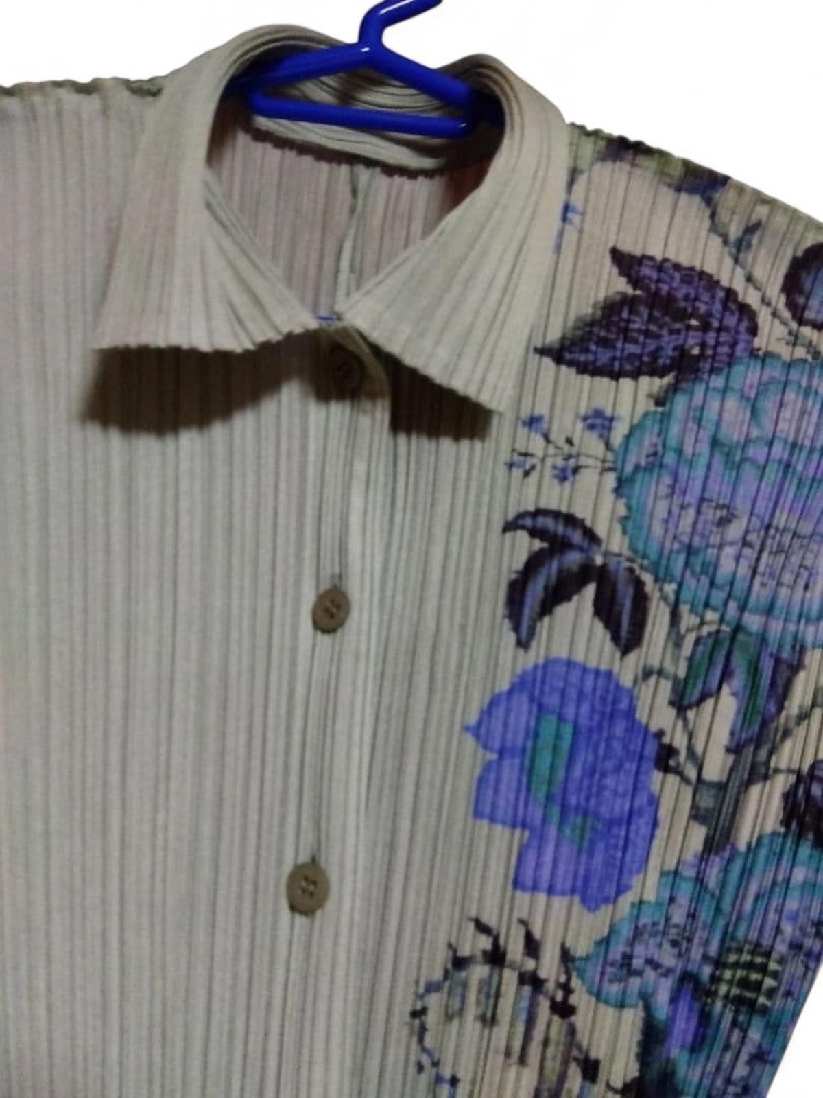 Issey Miyake Issey Miyake - Pleats Please Ribbed Blouse Floral Design Size M / US 6-8 / IT 42-44 - 2 Thumbnail