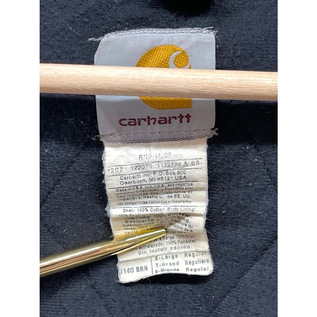 Carhartt × Vintage 90's Carhartt Quilt Lined Light Brown Hooded Workwear Jacket Size US XL / EU 56 / 4 - 2 Thumbnail
