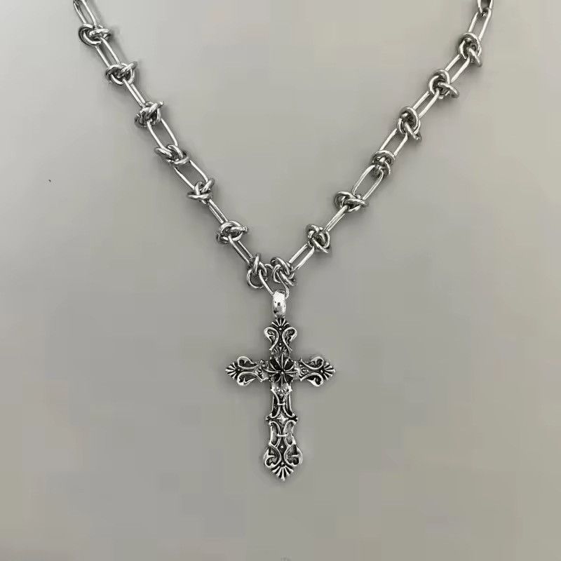 Jewelry Unique Carved Cross Pendant Necklace Size ONE SIZE - 3 Thumbnail
