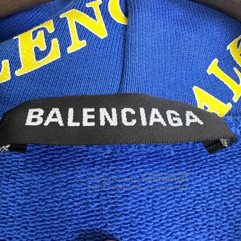 Balenciaga Balenciaga Blue Full Print Barrage Logo Hooded Sweatshirt Size US XS / EU 42 / 0 - 4 Thumbnail