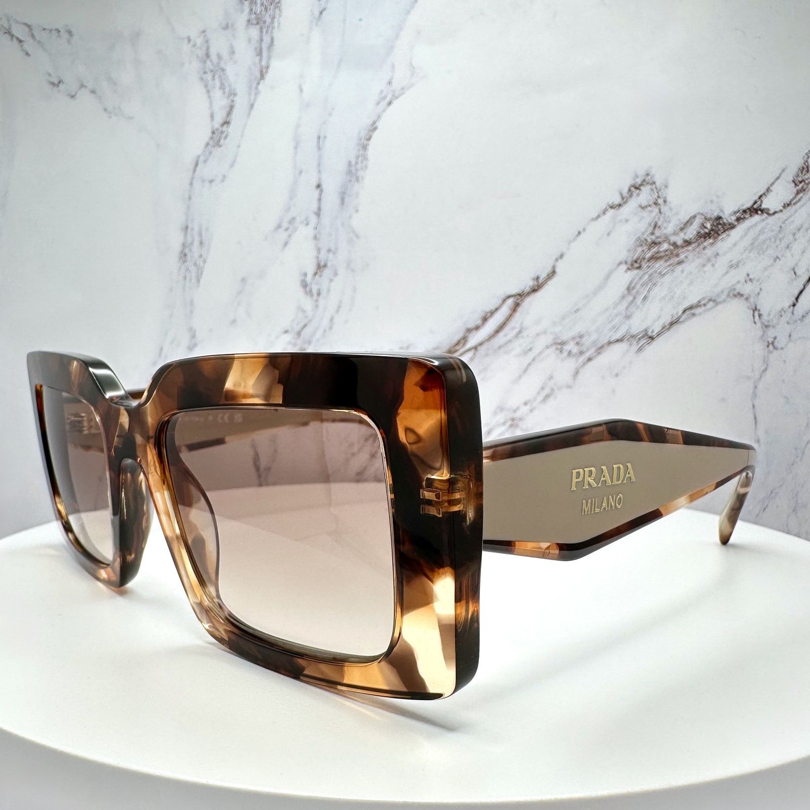 Prada New PRADA Sunglasses Brown Beige Caramel Gold Symbole Size ONE SIZE - 9 Thumbnail